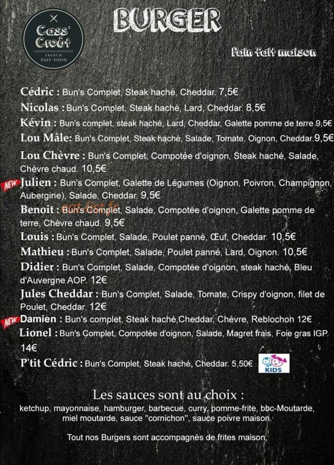 Cass'croût — carte page 1