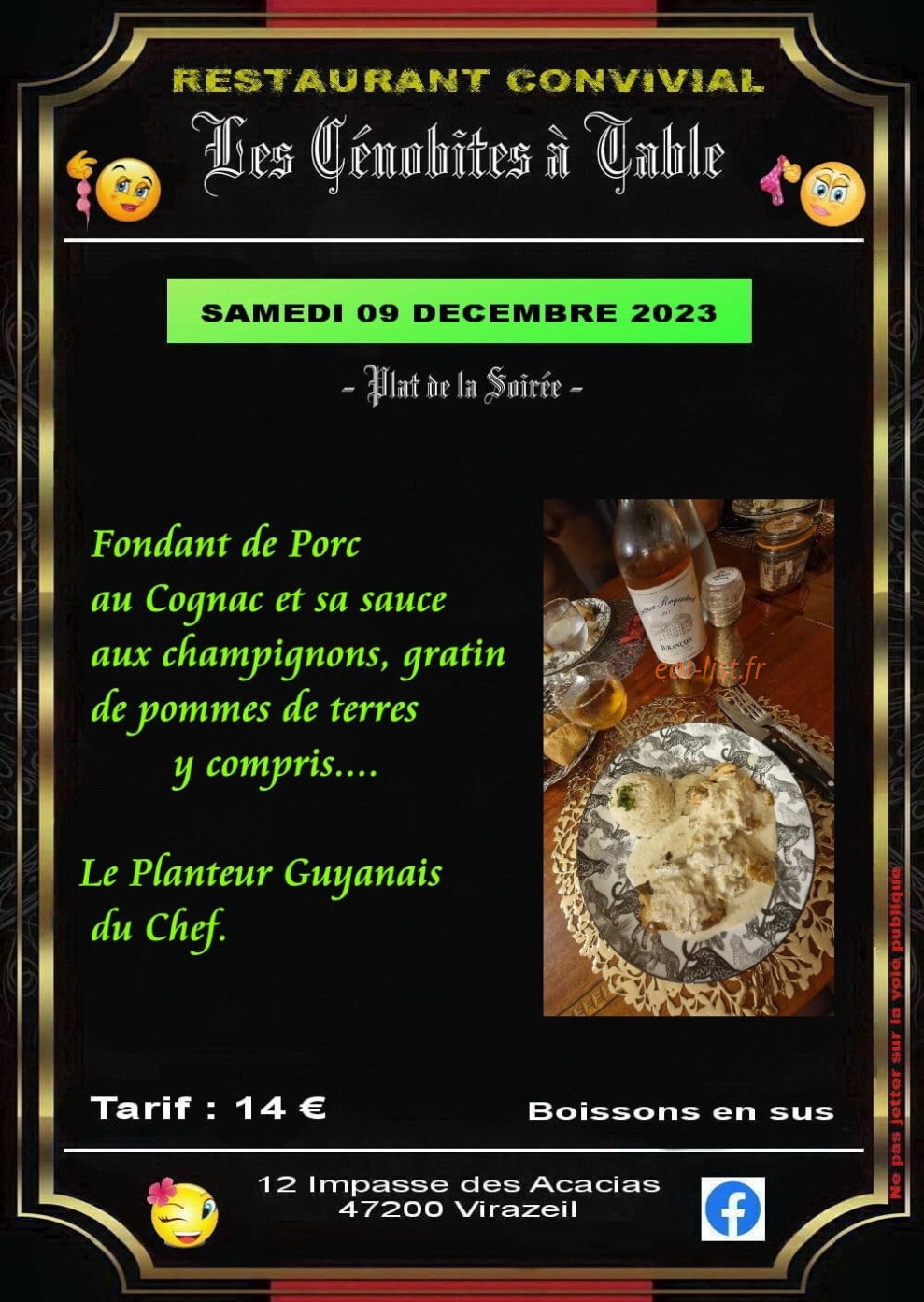 Les Cénobites à Table — carte page 1