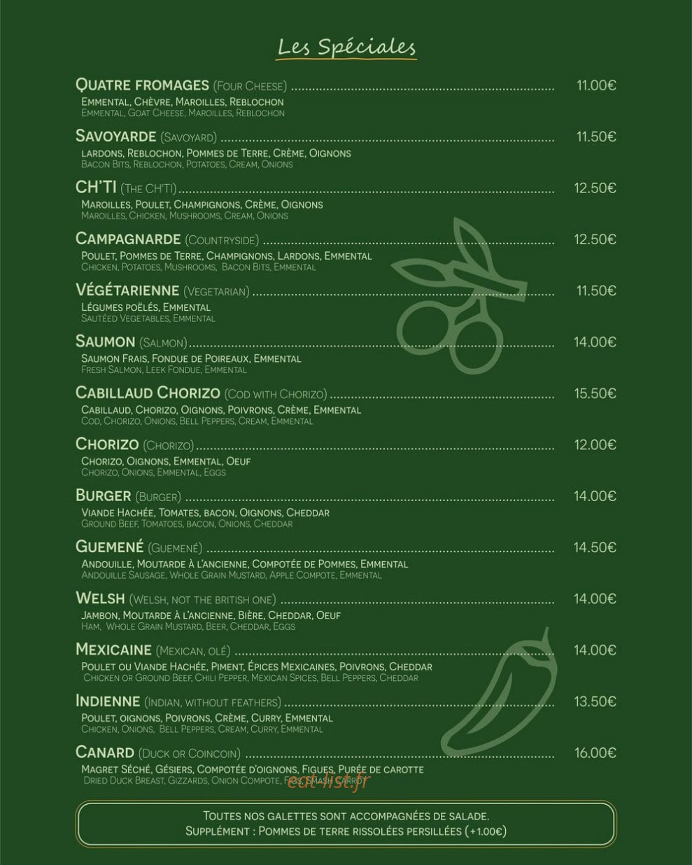 Crêperie des Halles — carte page 3