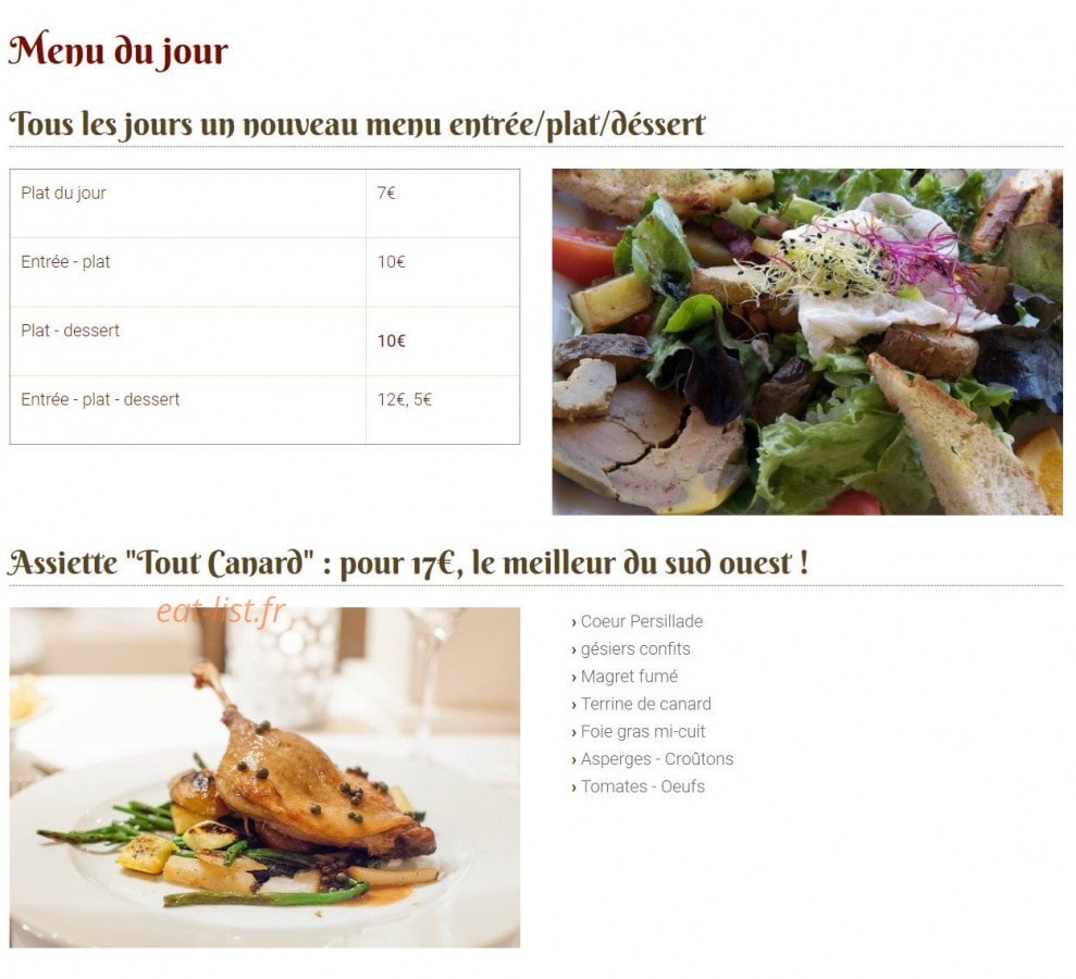 Café des Maronniers — carte page 1