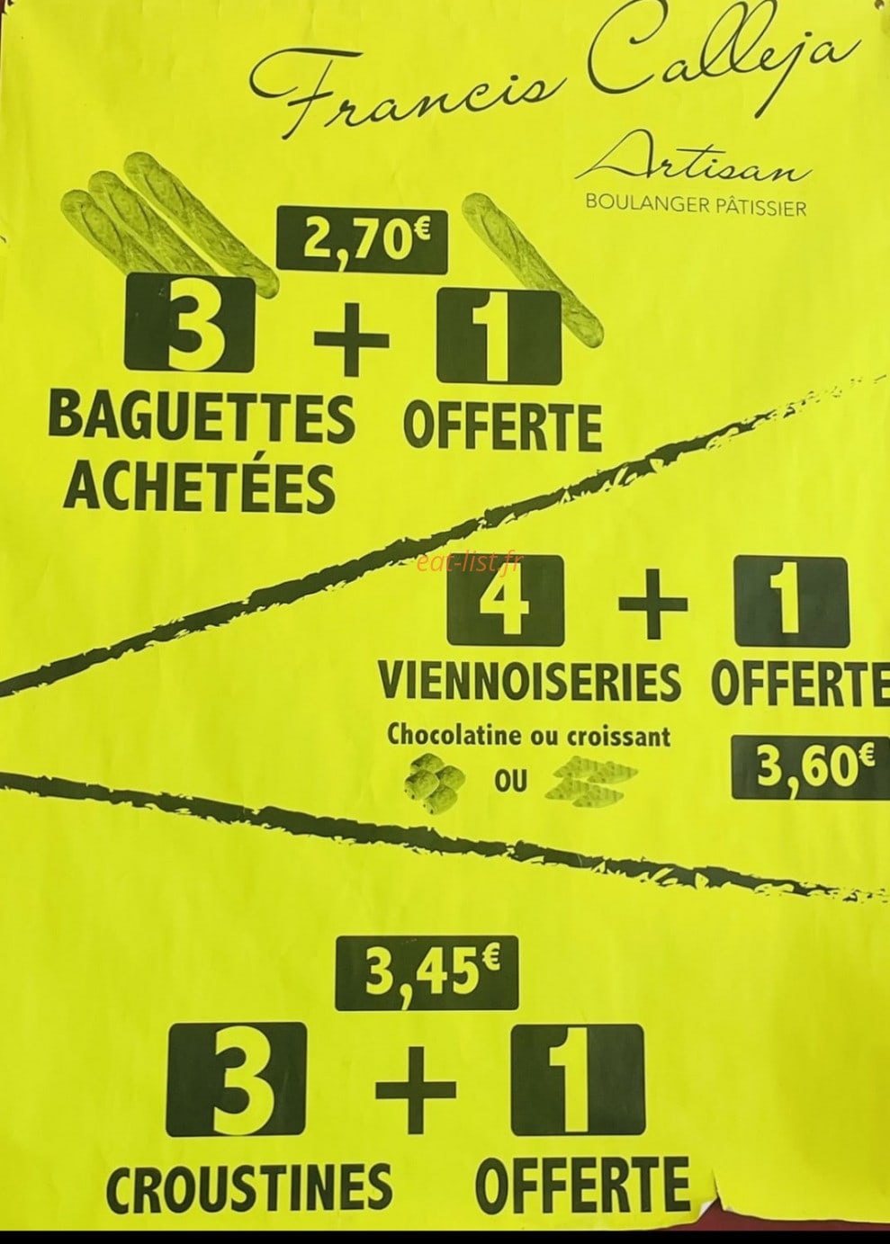 Carte et menu de Boulangerie Patisserie du Canal à Bon Encontre — Les offres boulageries