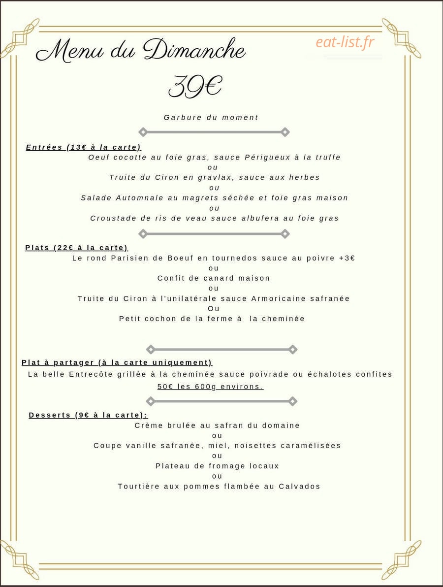L'Auberge du cheval blanc — carte page 1