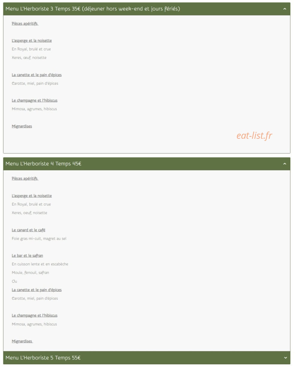L'Herboriste — carte page 1