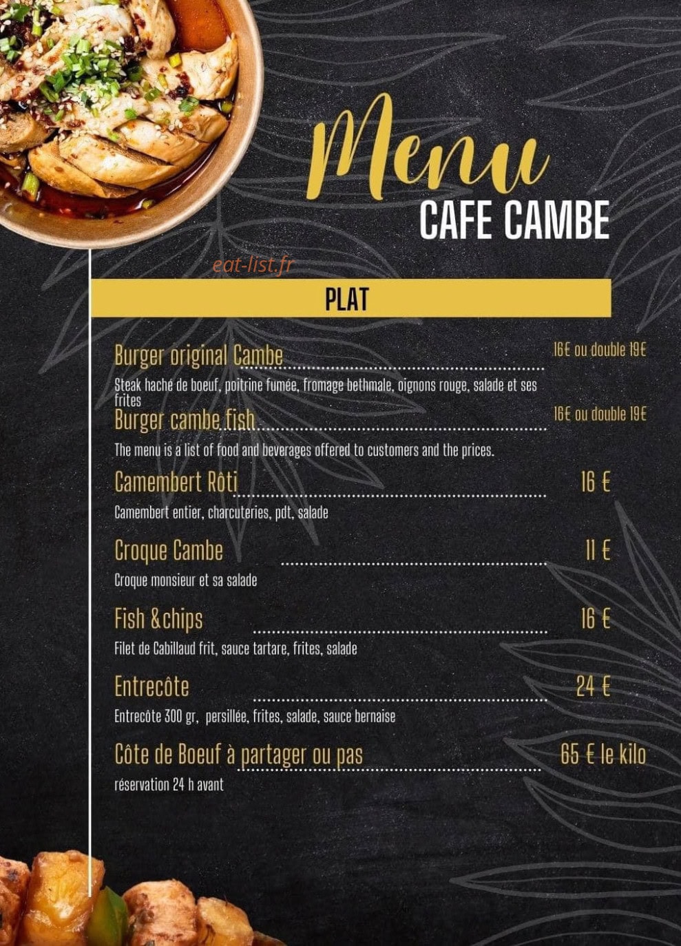 Café Cambe — carte page 1
