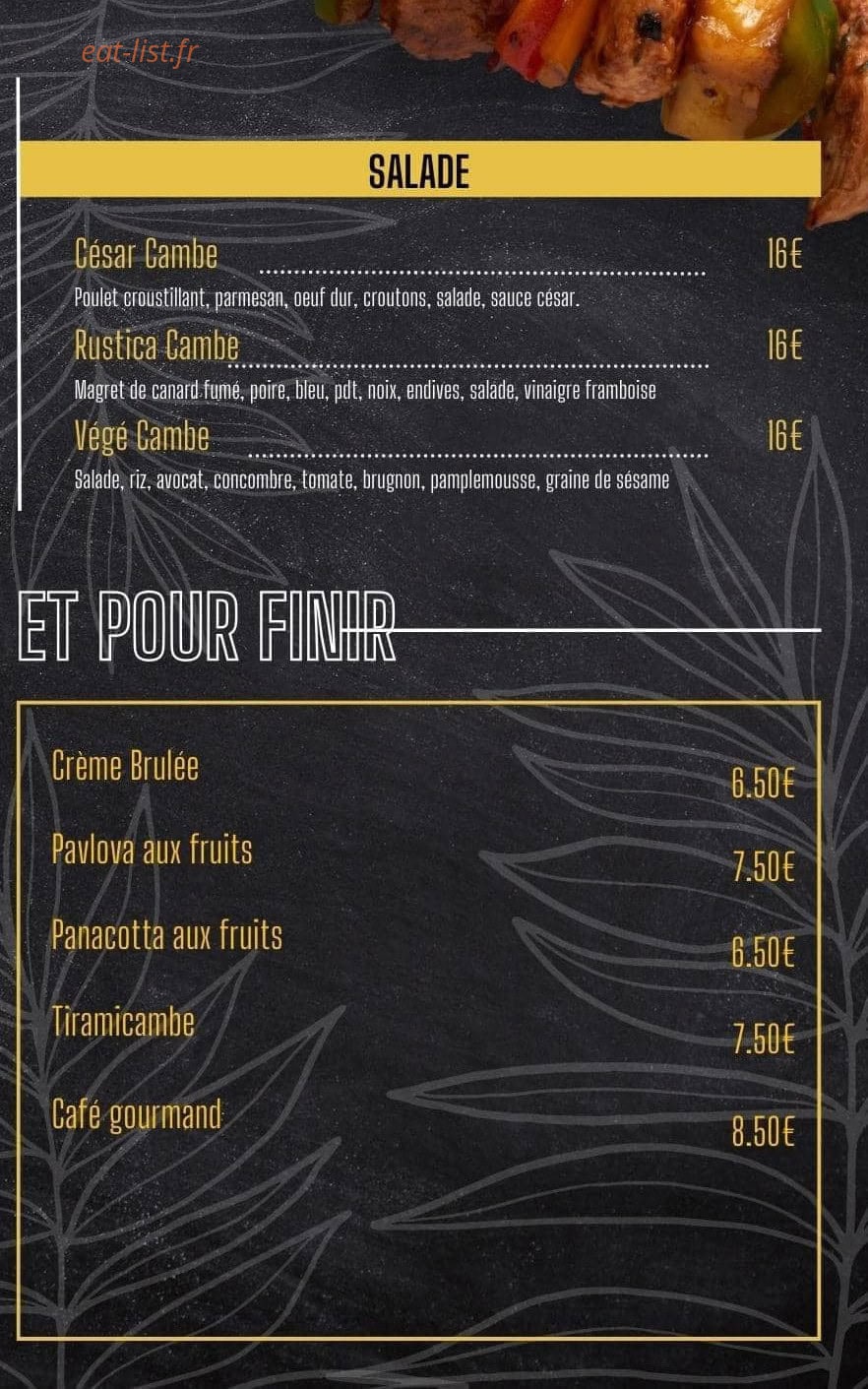 Café Cambe — carte page 2