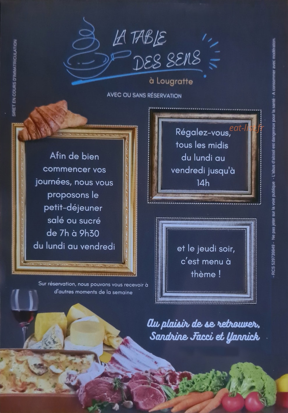 La Table des Sens — carte page 1