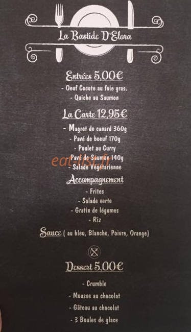 La Bastide D'Elora — carte page 1