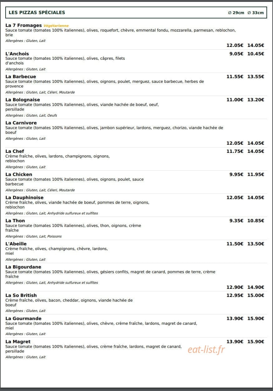Le kiosque à Pizza — carte page 3