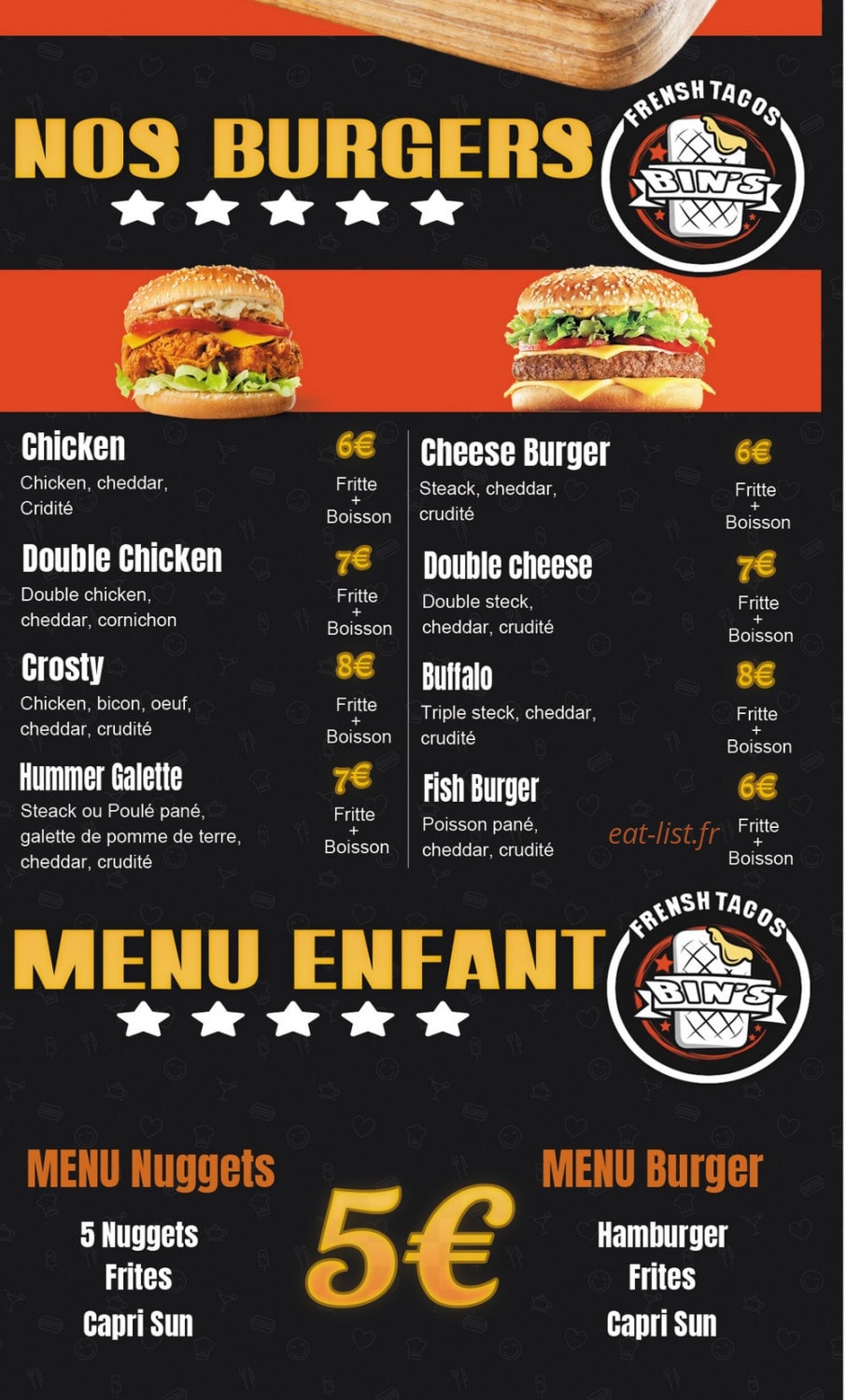 Bin's Pizza — carte page 3