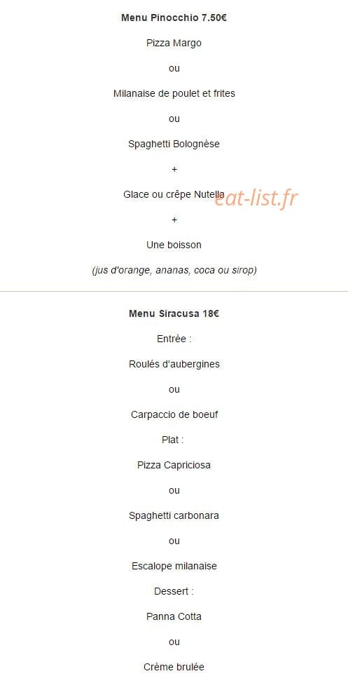 Carte et menu de Casa Pietro à Villeneuve sur Lot — Les menus