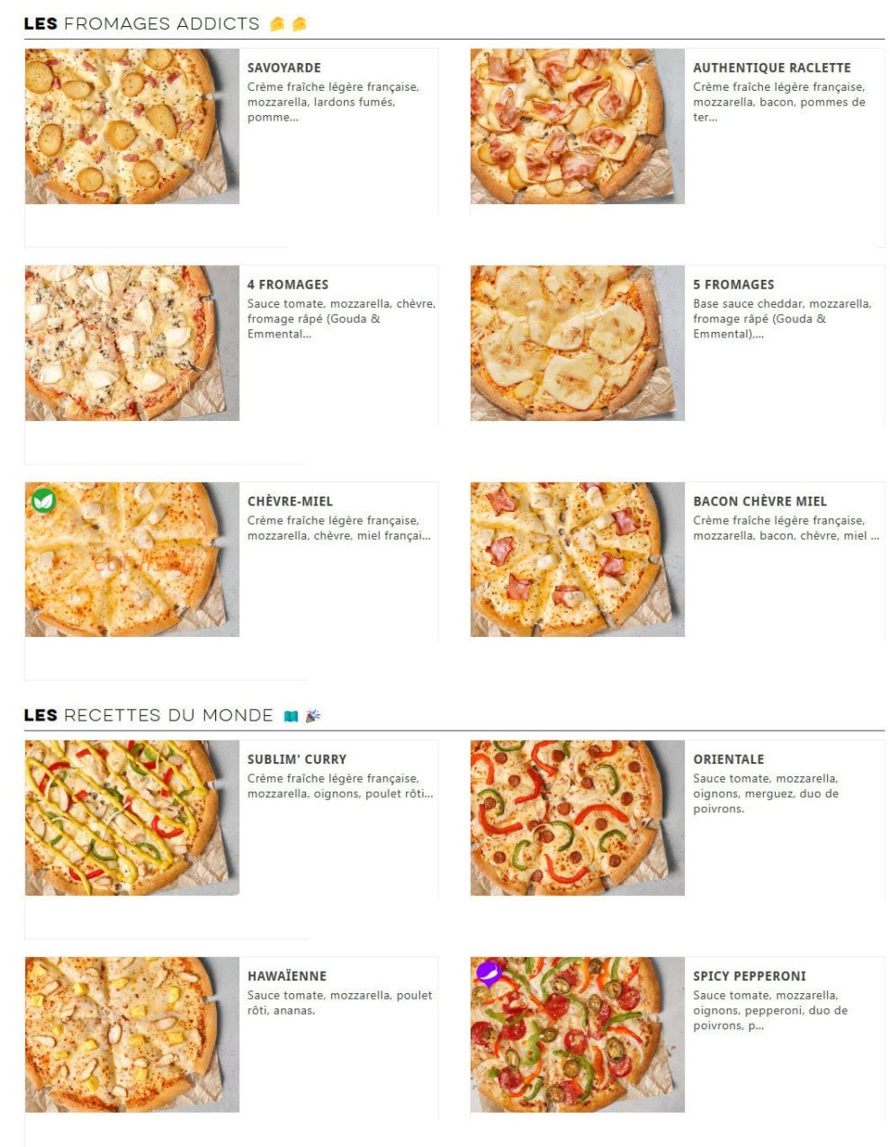 Carte et menu de Domino's à Villeneuve sur Lot — Les fromages addicts et recettes du monde