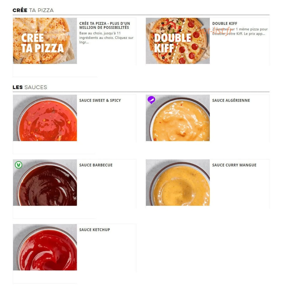 Carte et menu de Domino's à Villeneuve sur Lot — Les sauces