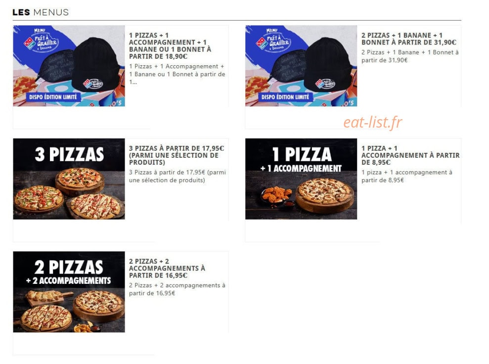 Carte et menu de Domino's à Villeneuve sur Lot — Les menus
