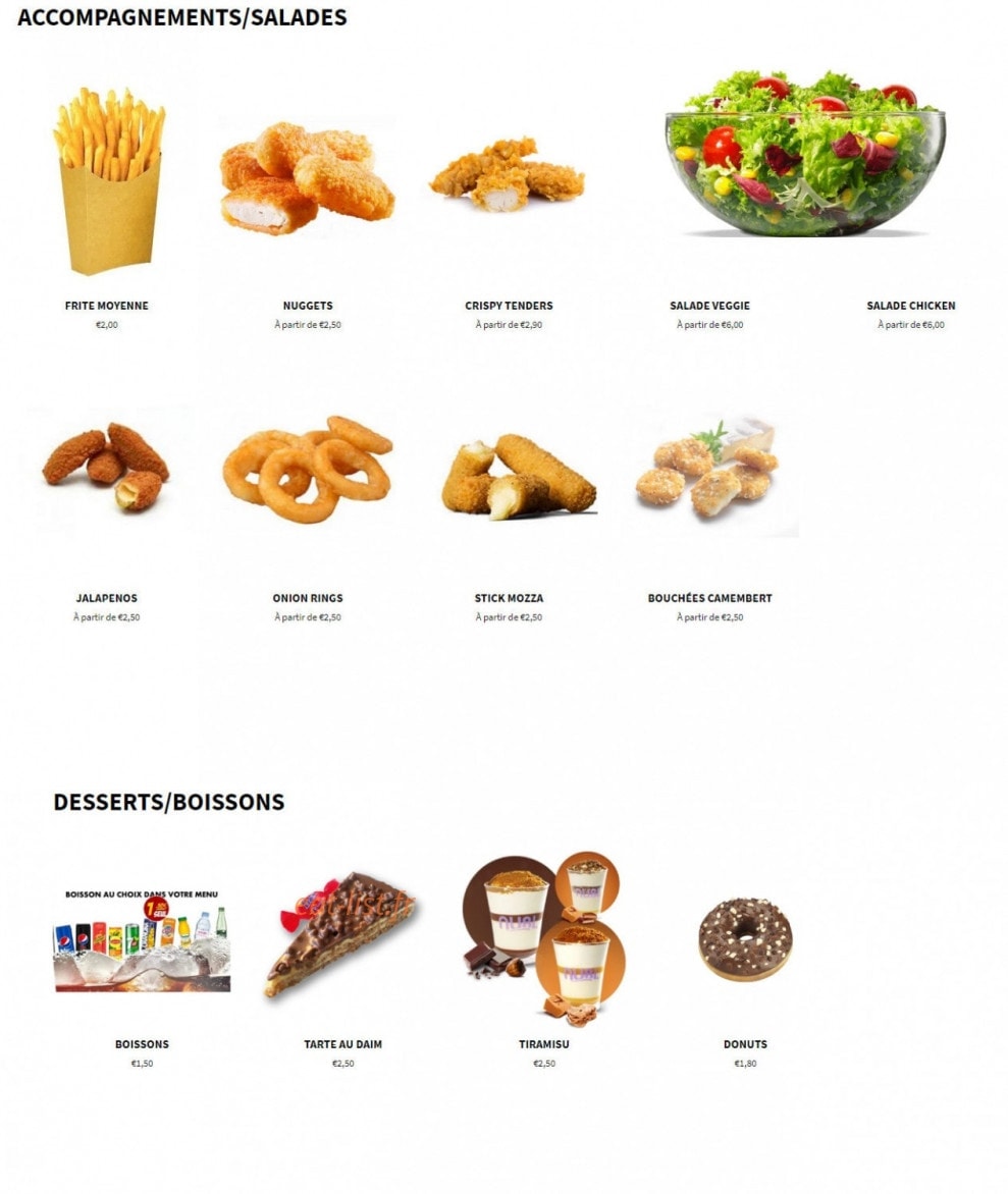 H' burger — carte page 4