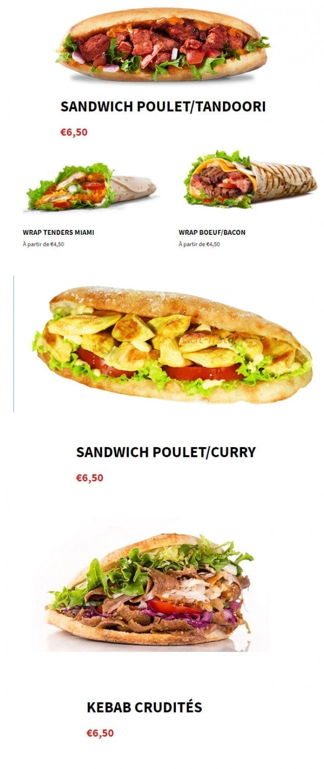 H' burger — carte page 3