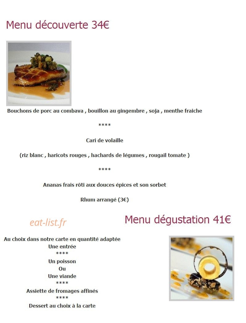 Carte et menu de Hostellerie du Rooy à Villeneuve sur Lot — Les menus
