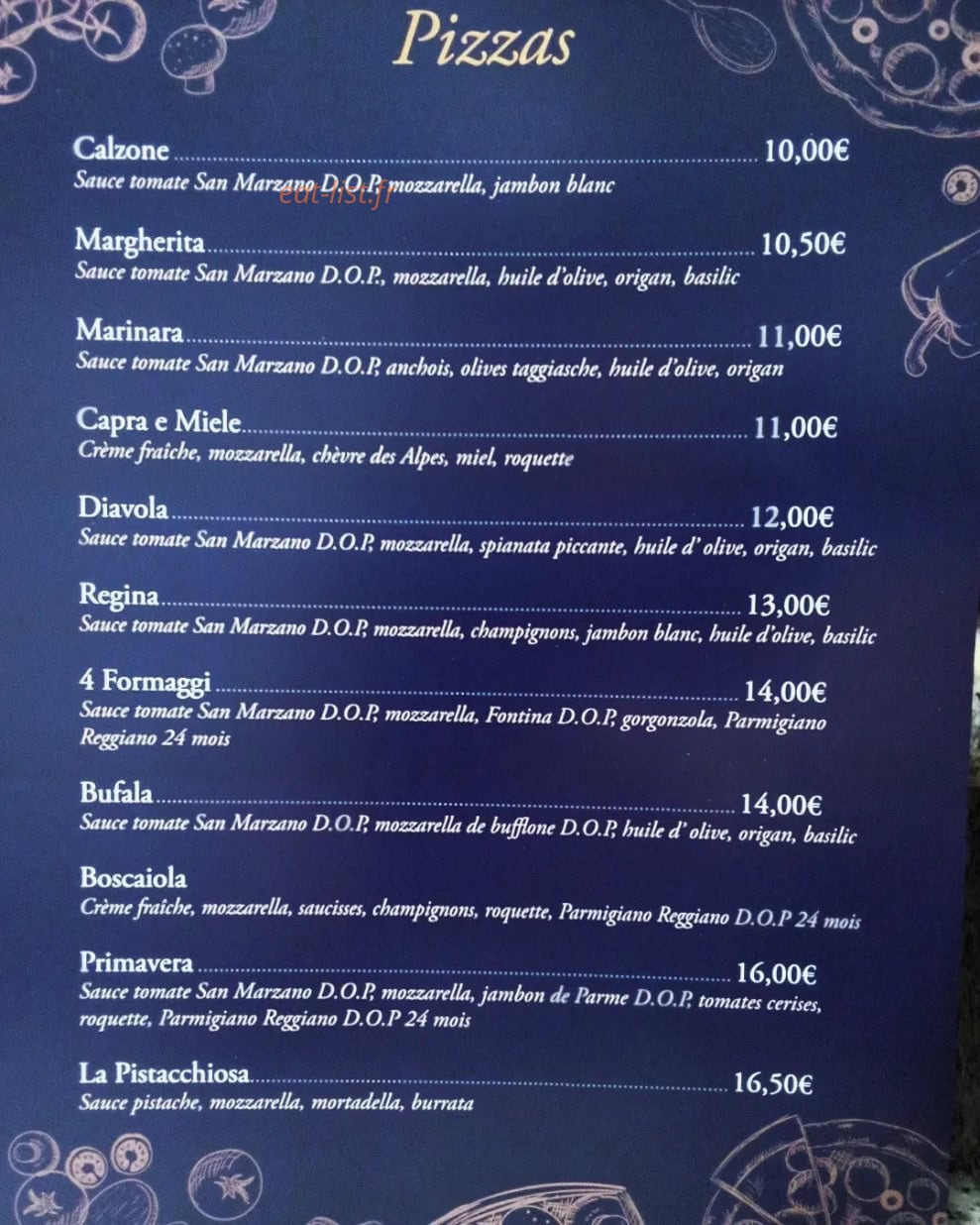 Carte et menu de La Nuova Cantina à Villeneuve sur Lot — Les pizzas