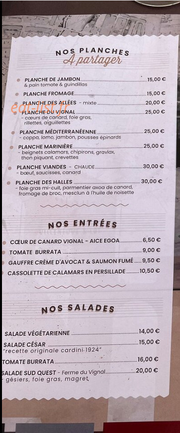 La Table du Marché — carte page 1