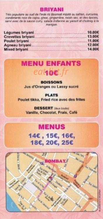 Le Bombay — carte page 6