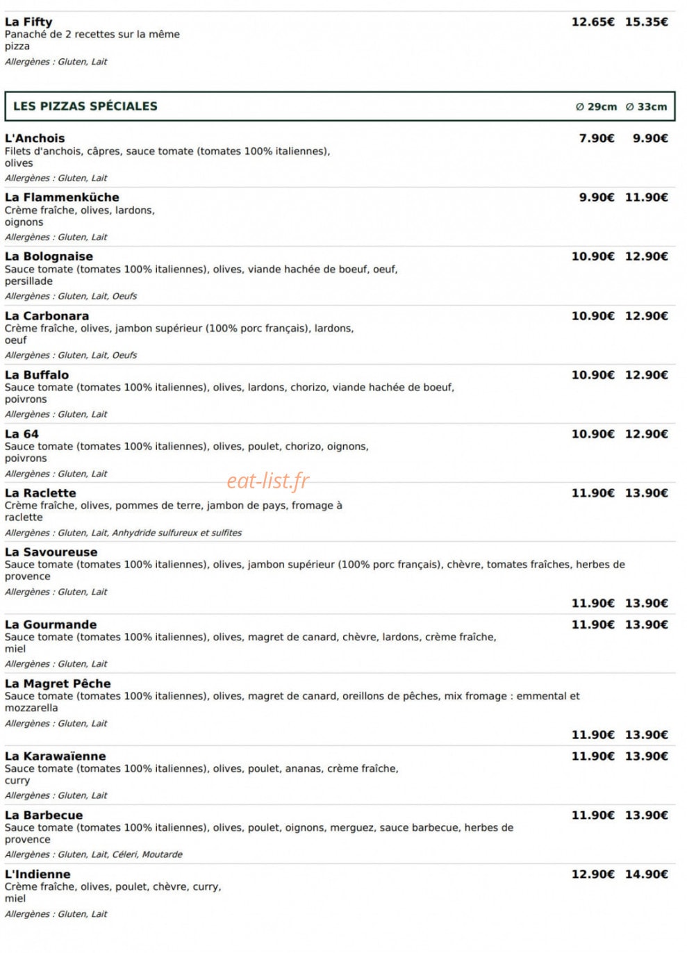 Le Kiosque à Pizzas — carte page 3