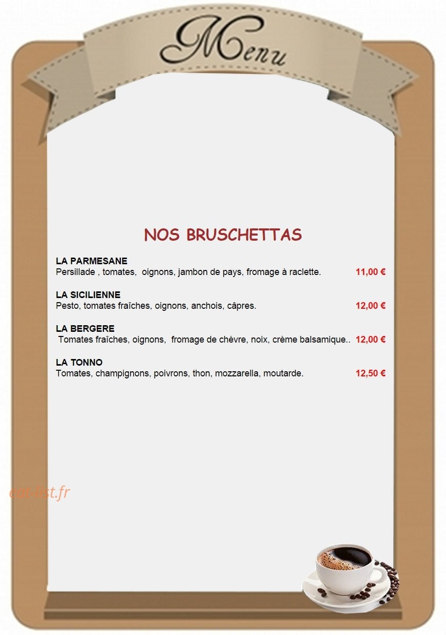 Carte et menu de Le P'tit Paris à Villeneuve sur Lot — Les bruschettas