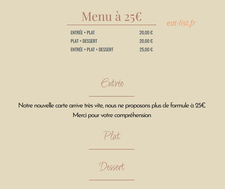 Carte et menu de Le Parvis à Villeneuve sur Lot — Menu à 25€