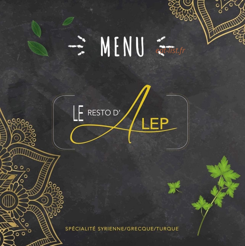 Le Resto d'Alep — carte page 1