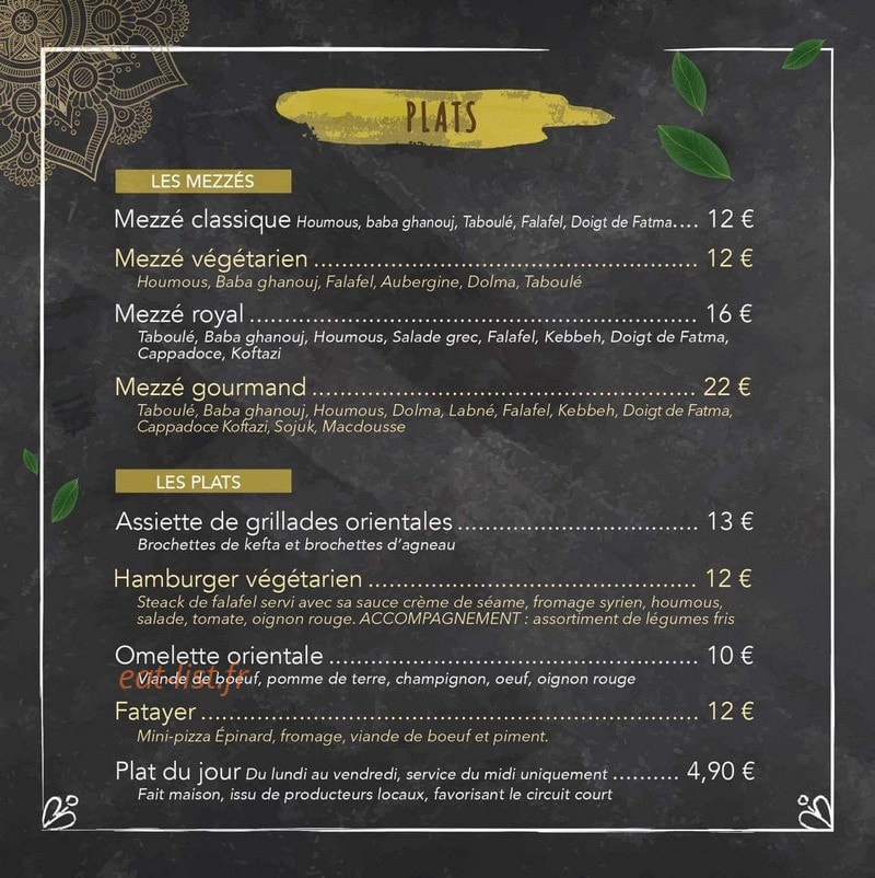 Le Resto d'Alep — carte page 3