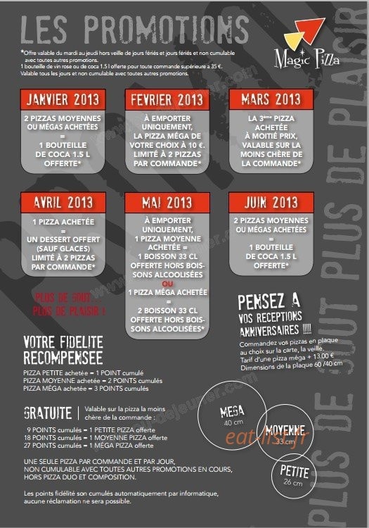 Magic pizza — carte page 1