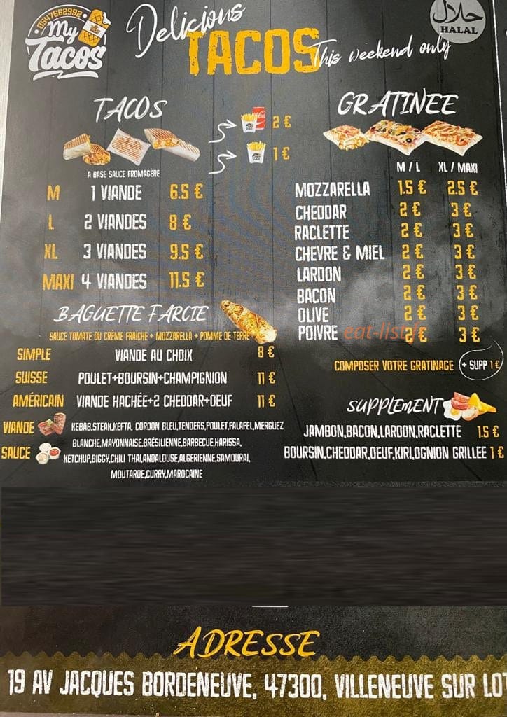 My tacos — carte page 3
