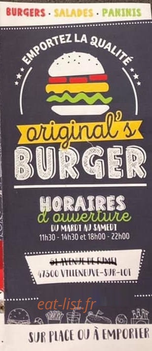 Original's burger — carte page 1