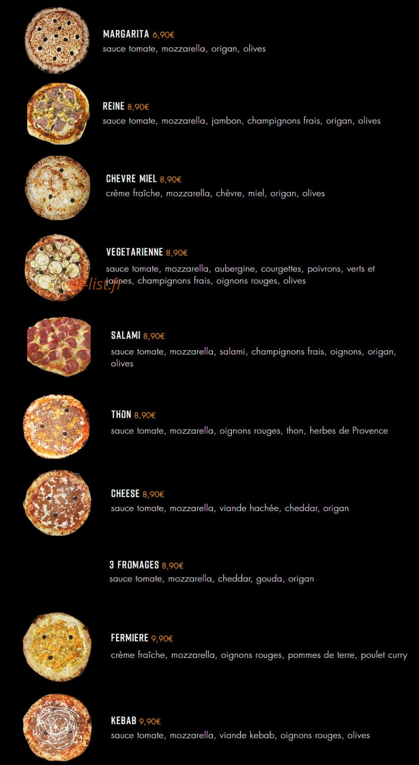 Carte et menu de Pizzas Avenue à Villeneuve sur Lot — Les pizzas