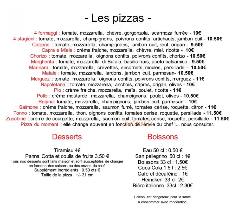 pomodoro pizza — carte page 1