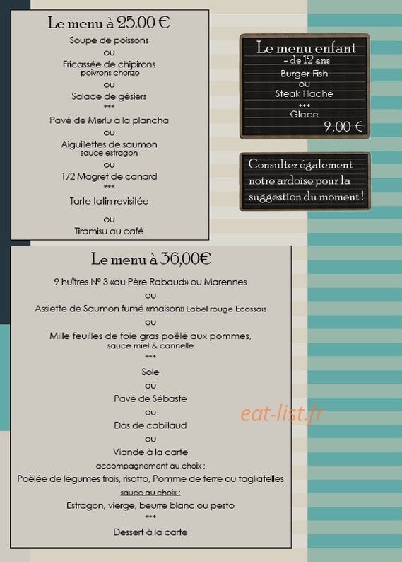 Carte et menu de Restaurant de la Cale à Villeneuve sur Lot — Les menus