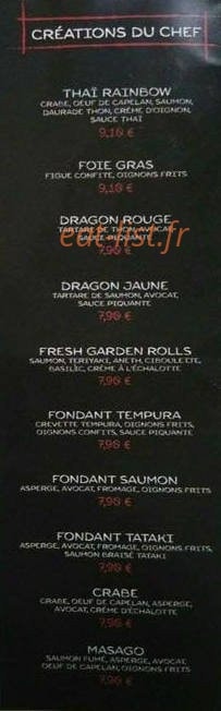 Carte et menu de Sukani à Villeneuve sur Lot — Créations du chef