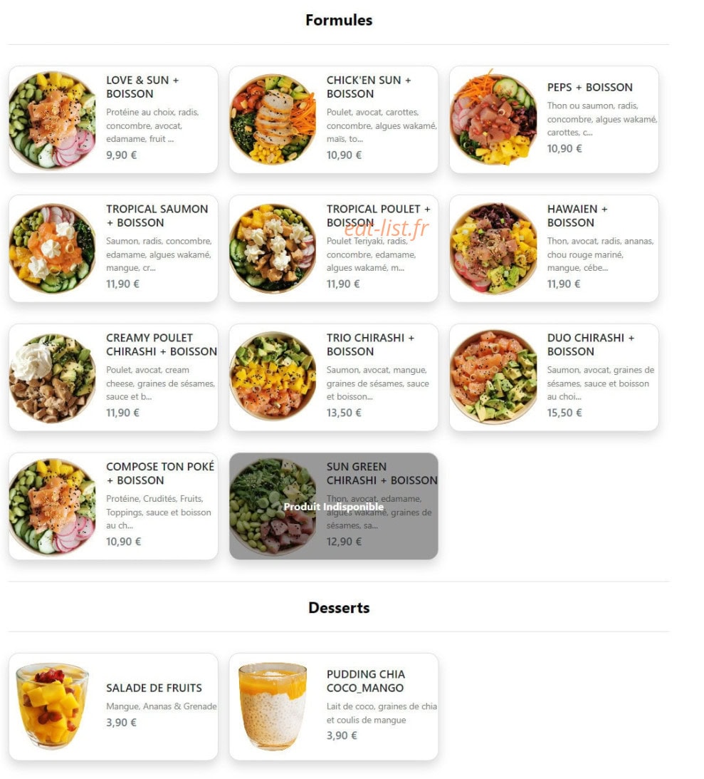 Sun Poké — carte page 2