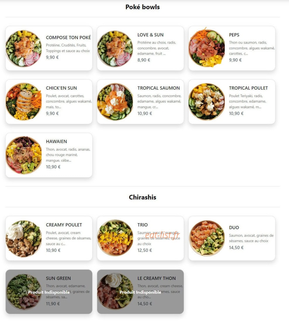Sun Poké — carte page 1