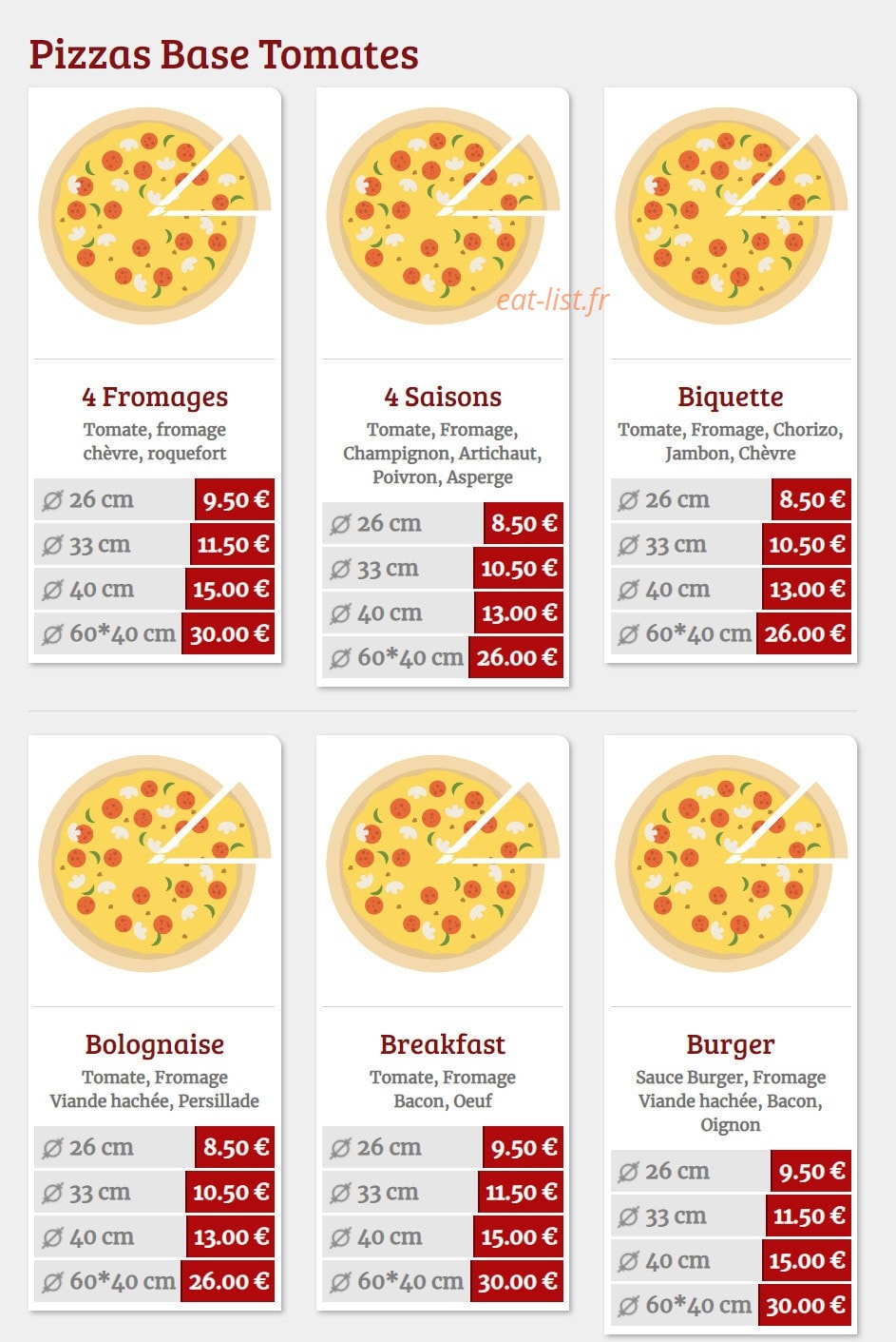 Illy'co Pizza — carte page 1