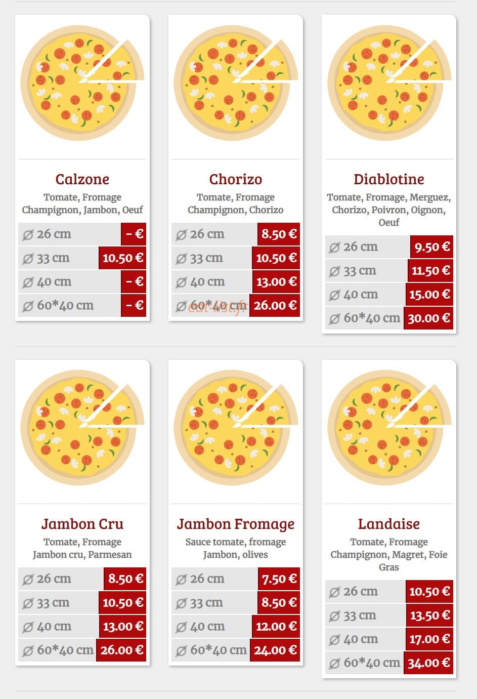Illy'co Pizza — carte page 2