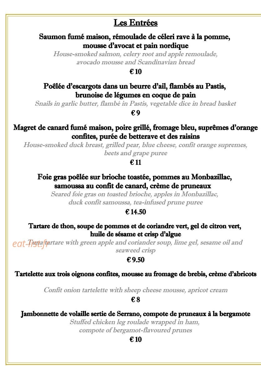 L'Entrée — carte page 1