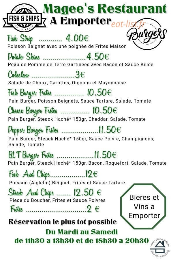 Magee's — carte page 1