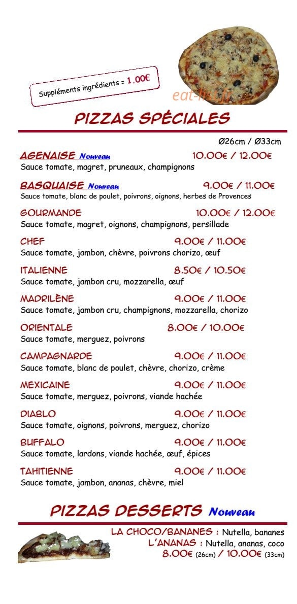 Pizzéria De La Tour — carte page 3
