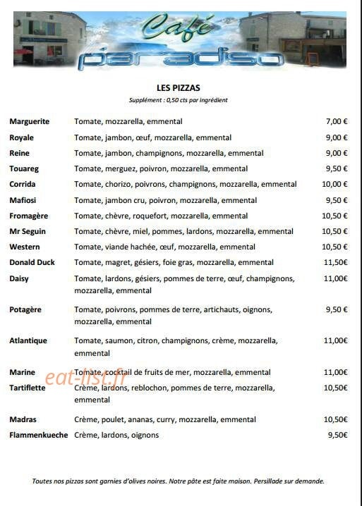 Café Paradiso — carte page 1