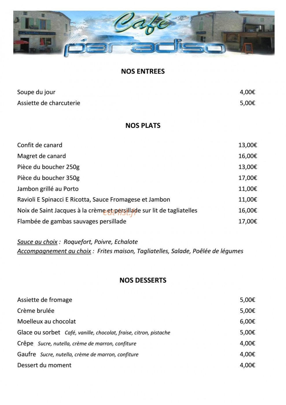Café Paradiso — carte page 2