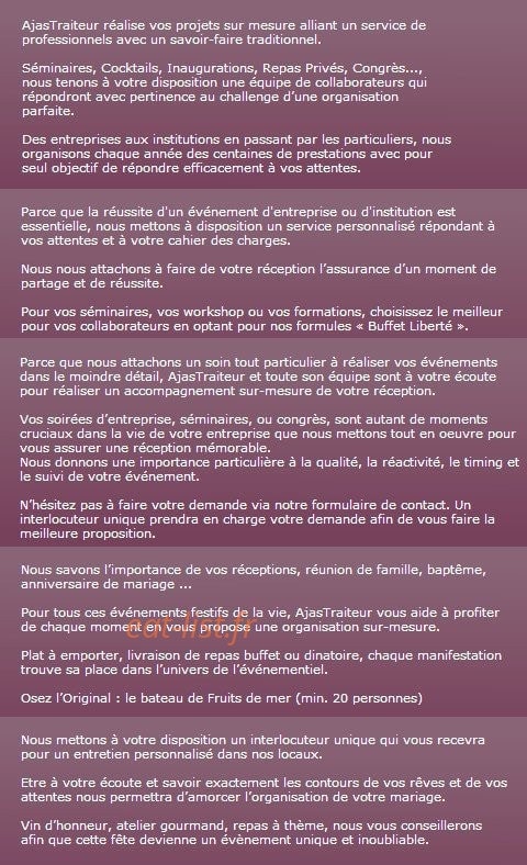 Ajas Traiteur — carte page 1