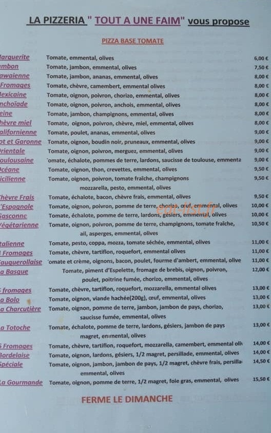 Tout à une faim — carte page 1