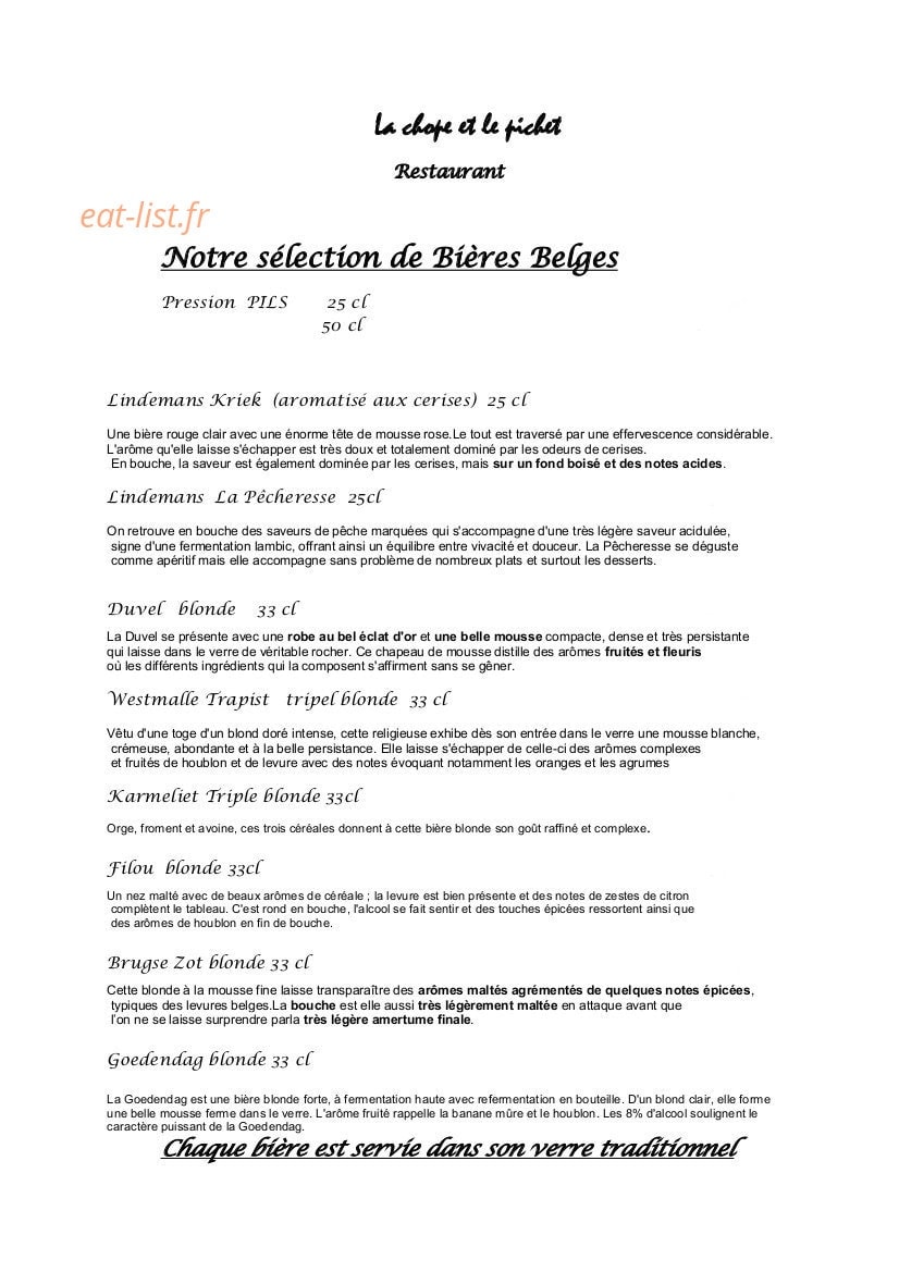 La Chope Et Le Pichet — carte page 3