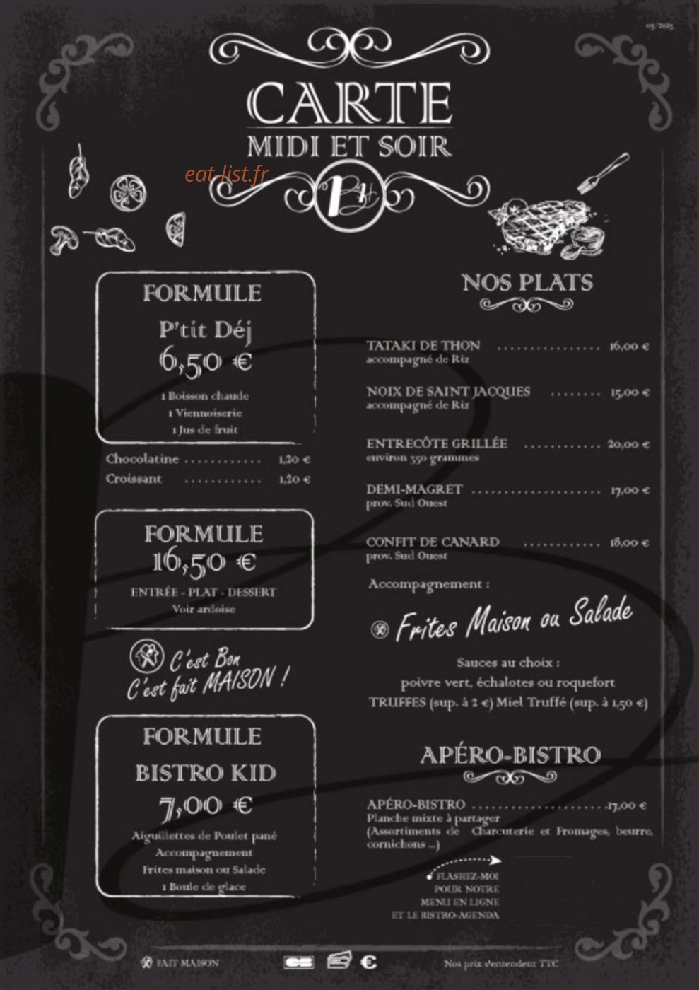 Bistro de la Halle — carte page 1