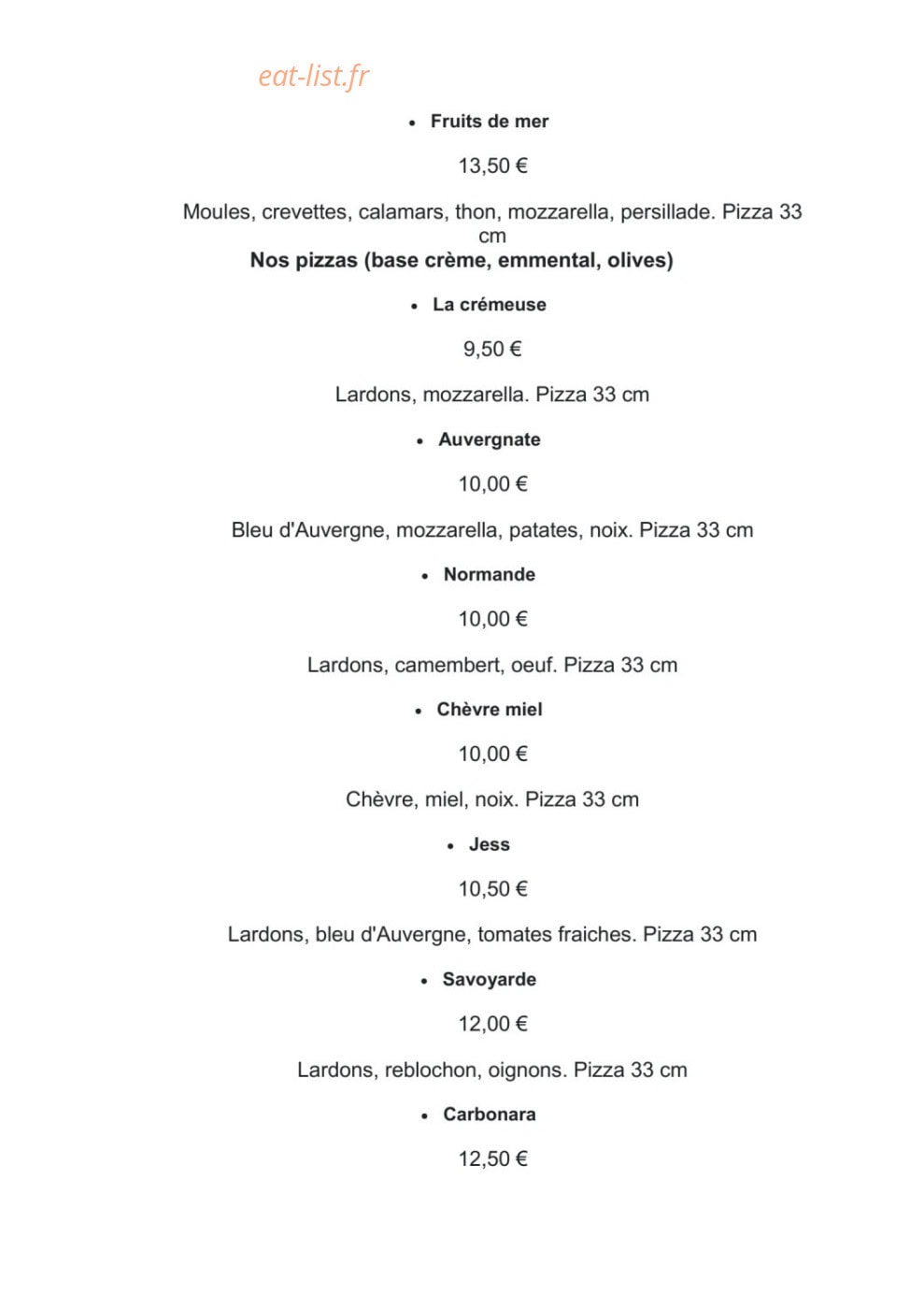 Pizza Nini — carte page 4