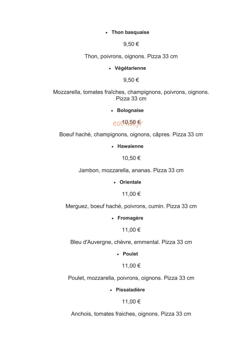 Pizza Nini — carte page 2